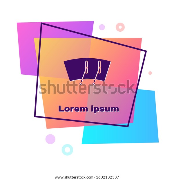 Purple Windscreen wiper icon\
isolated on white background. Color rectangle button. Vector\
Illustration