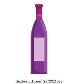 Purple wine bottle standing up with a blank label on a white background