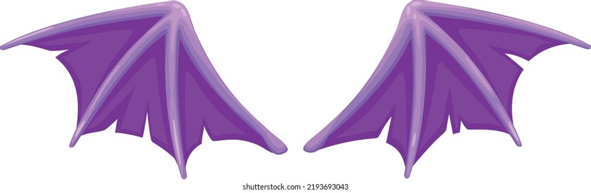 Purple wings. Flight symbol. Fantasy creature sign isolated on white background
