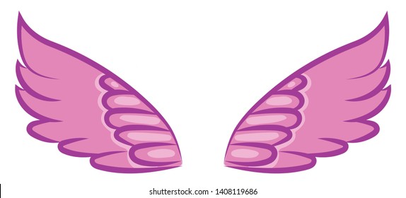  A purple wings spread out wide, vector, color drawing or illustration. 