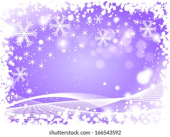 Purple winter background with snowflakes