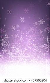 Purple winter background with snowflakes. Vector illustration.