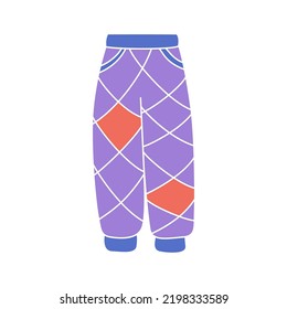 Purple winter Bolon pants. vector illustration