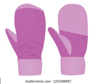 Purple winter gloves. vector illustration