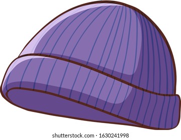 Sombrero morado de invierno sobre fondo blanco