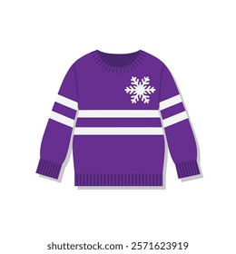 Purple Winter Sweater Vector Design – Flat Icon Style