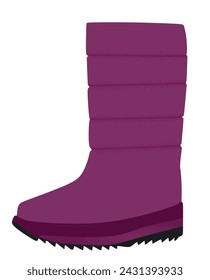 Purple winter waterproof boot. vector