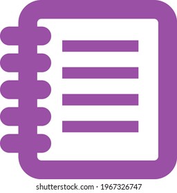 Purple wired notebook, icon illustration, vector on white background
