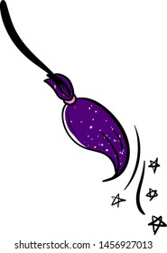 Purple witch broom, illustration, vector on white background