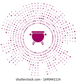 Purple Witch cauldron icon isolated on white background. Happy Halloween party. Abstract circle random dots. Vector Illustration