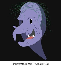 Purple witch face with wart