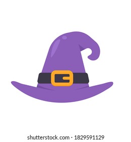 Purple witch hat With a black belt on top As a Halloween costume.