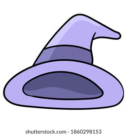 purple witch hat. cartoon caharacter cute doodle draw