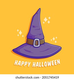 purple witch hat design for halloween party with flat design. best use for poster, web banner, invitation