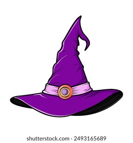 Purple witch hat. A Halloween accessory. Witch Clothes