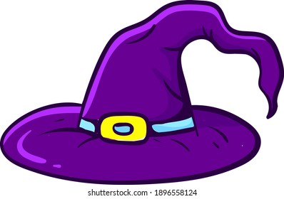 Purple witch hat ,illustration, vector on white background