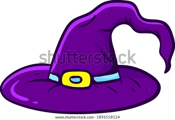 Purple witch hat ,illustration, vector on\
white background
