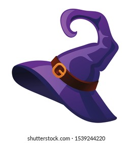 Purple witch hat. Isolated illustration on a white background.
