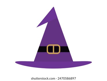 Purple witch hat on white background.