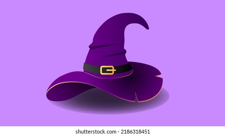 Purple Witch Hat with Strap and Shadow