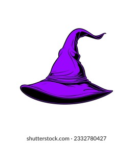 Purple witch hat vector illustration.