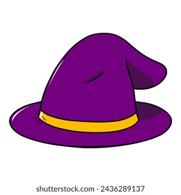 purple wizard hat illustration hand drawn vector	