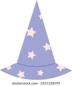 A purple wizard hat with stars on it