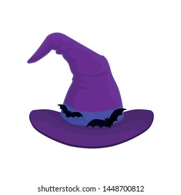 Purple wizard hat. Vector illustration on white background.