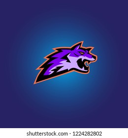 purple wolf esport gaming logo