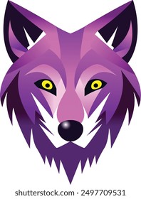 Logotipo de la cabeza del lobo púrpura, logotipo del lobo de la mascota
