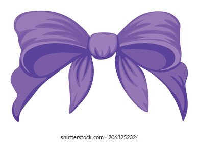 Purple Woman Bandana with Big Bow. Retro Headwear, Girls Headband for Hairstyle and Fashion Isolated on White Background. Knotted Vintage Scarf, Feminine Lady Headgear. Cartoon Vector Illustration