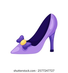 Purple Women's Heeled Shoe. Element for design on white background. Isolated vector illustration.