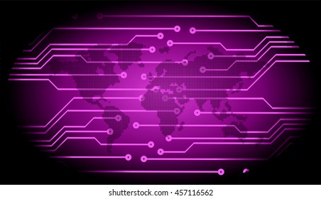 purple world abstract cyber future technology concept background, illustration, circuit, binary code.