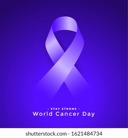 purple world cancer day awareness ribbon concept