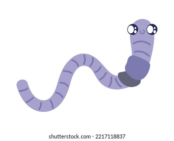 purple worm bug cartoon icon isolated