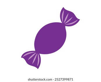 Purple wrapped candy icon isolated on a white background. Concept of sweet treat, confectionery, colorful candy, simple design. Ideal for print, web, and graphic elements.