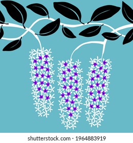 purple wreath flower vine vector abstract exotic sandpaper vine flora seamless pattern