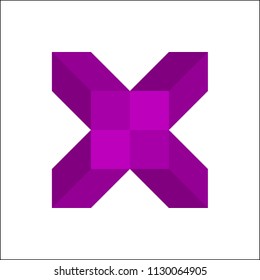 Purple X alphabet on white background vector.