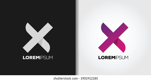 purple x logo brand set idea template vector