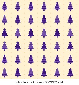 Purple Xmas Tree Decorated On Beige Dotted Background.