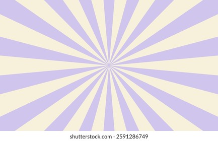 Purple Y2K poster with wavy sunburst background. Groovy psychedelic abstract sun rays. Flat vector illustration