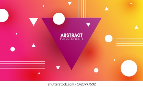 Purple and yellow abstract background memphis style. Minimal geometric backdrop with triangle