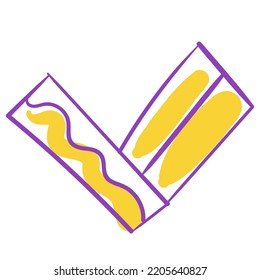 Purple and yellow abstract symbol. Colourful icon logo set on white background.