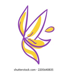 Purple and yellow abstract symbol. Colourful icon logo set on white background.