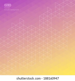 Purple and yellow abstract triangle line background, vector illustration