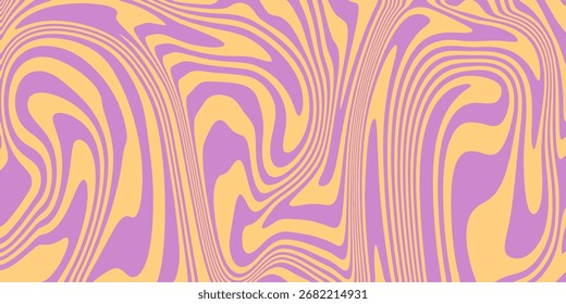 Fundo ondulado abstrato roxo e amarelo, ilustração vetorial