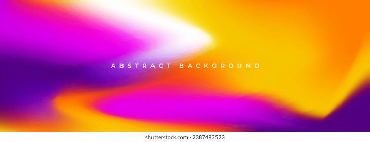Purple and yellow blurred creative holographic banner design. Abstract colorful liquid bright colors background. Futuristic multi colored wide abstraction vector banner concept.