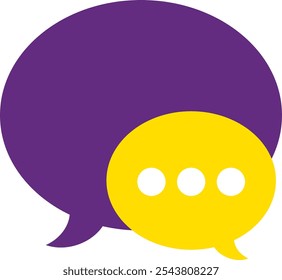 purple and yellow chat speech bubble icon, vector illustration isolated on white background.