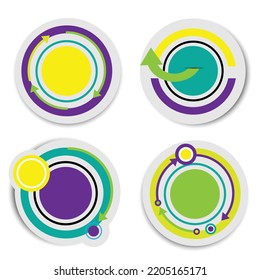 Purple and yellow circle banner with shadow on white background