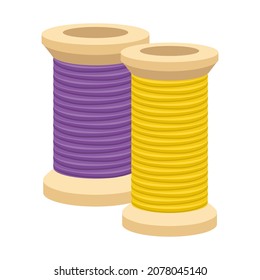 hilo de algodón morado y amarillo